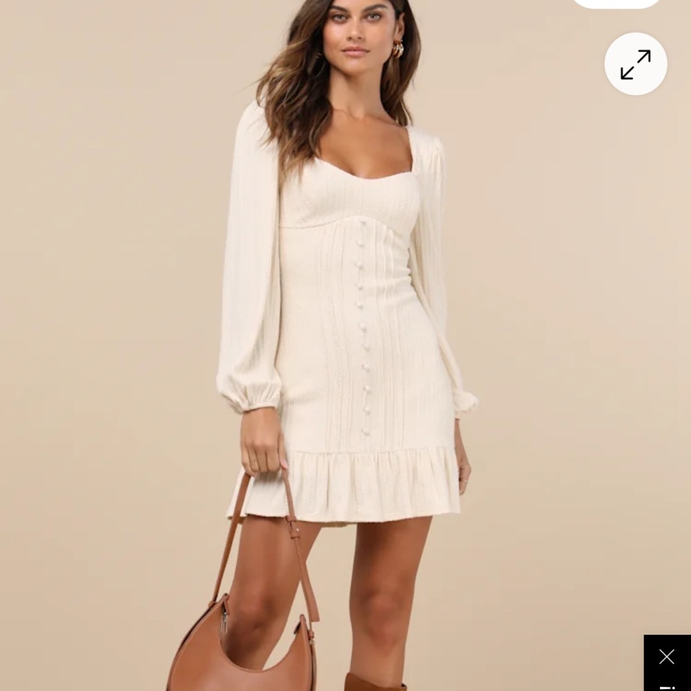 Lulu's Cream Long Sleeve Dress